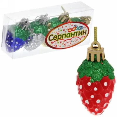 Ёлочные игрушки «Шишечки» 4см микс цветов (набор 4шт)