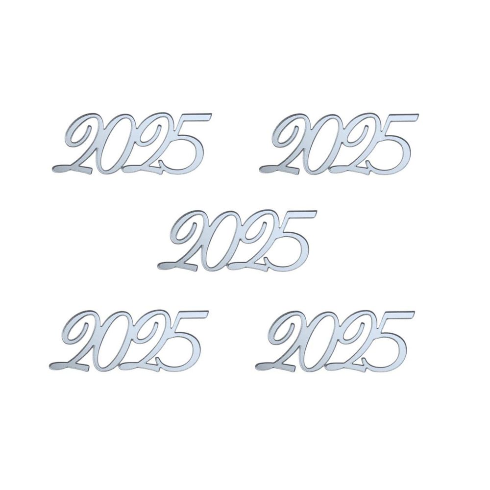 Топпер Мини &quot;2025&quot; №2, серебро , акрил, 5 шт