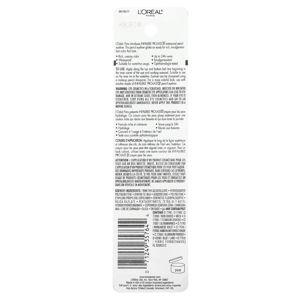 L'Oréal, Infallible Pro-Last ™, водостойкий карандаш для глаз, кобальтовый синий 960 пробы, 1,2 г (0,042 унции)