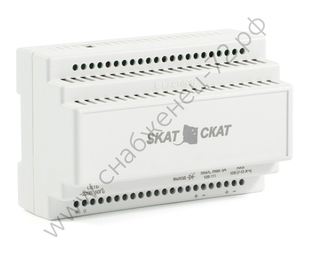 SKAT-12-3.0 DIN (СКАТ ИБП-12/3-DIN) источник питания 12В 3А пластиковый корпус под DIN рейку 35 мм