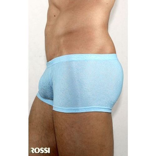 Мужские трусы боксеры голубые с узорчатой сеткой в виде роз Romeo Rossi Blue Rose Boxer RR00209