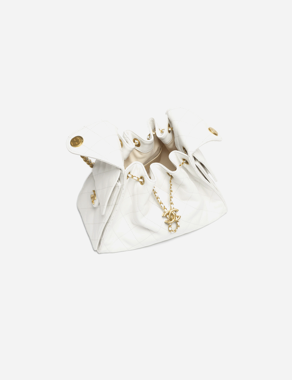 Сумка Chanel 25 Small Handbag Grained Calfskin & Gold-Tone Metal "White"
