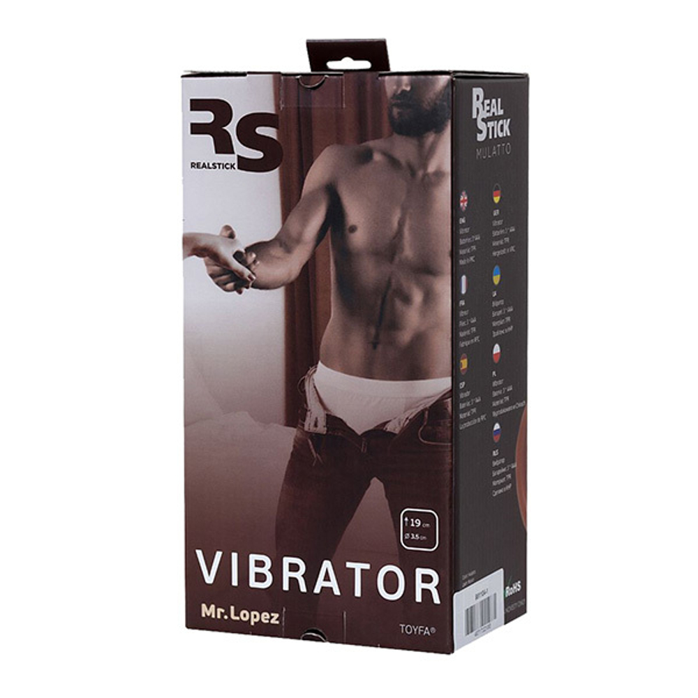 Коричневый вибратор-реалистик 19см ToyFa RealStick Elite Mulatto Mr Lopez 981104-1