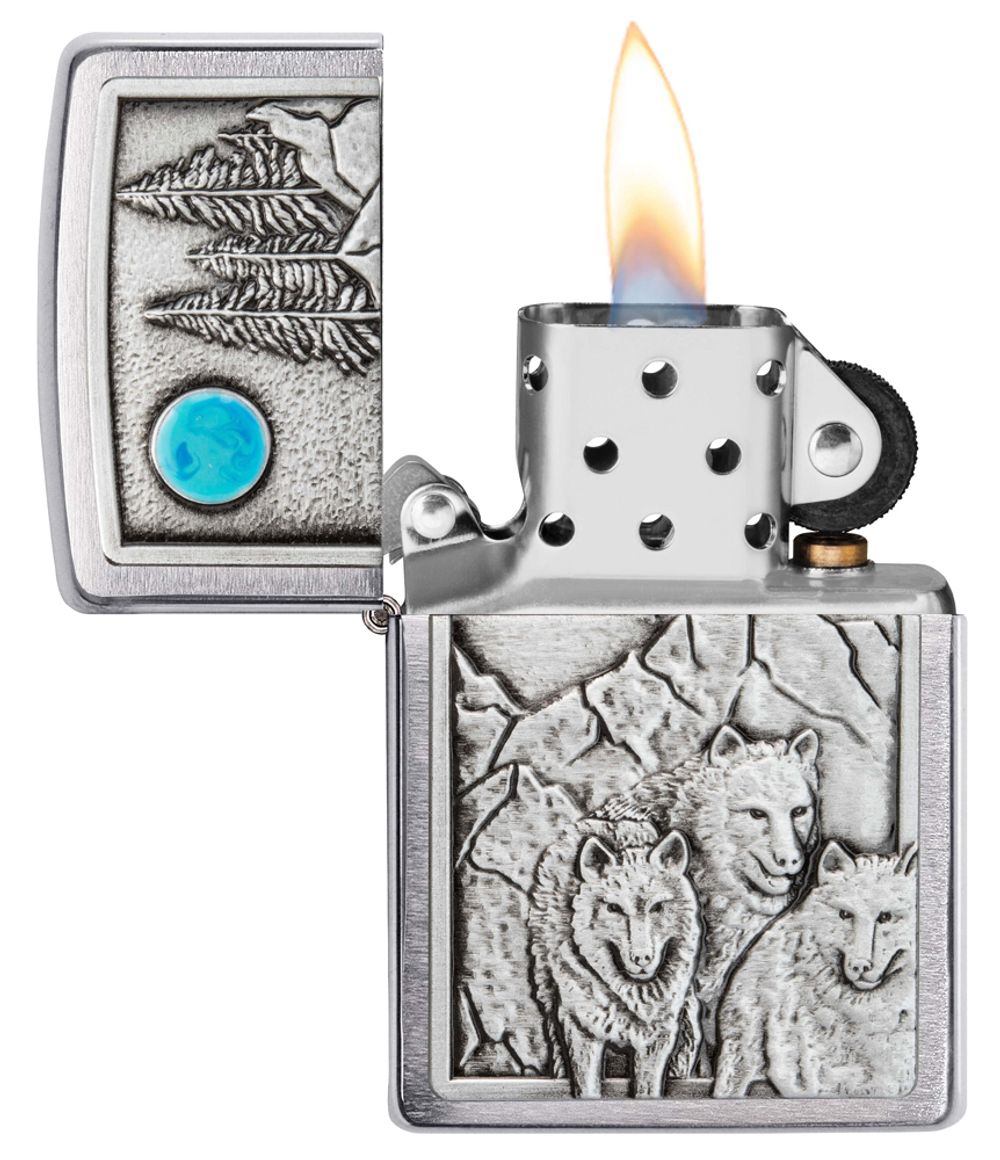 Зажигалка Zippo Wolf Design с покрытием Brushed Chrome (49295)