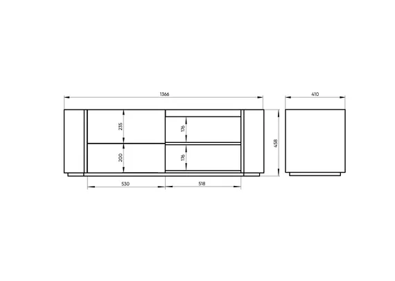 Тумба Lagom под ТВ 2 ящика 2 полки ширина 140 см (дымка)
