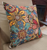 Декоративный гобеленовый чехол для интерьерной подушки Мозаика Цветы 47*47