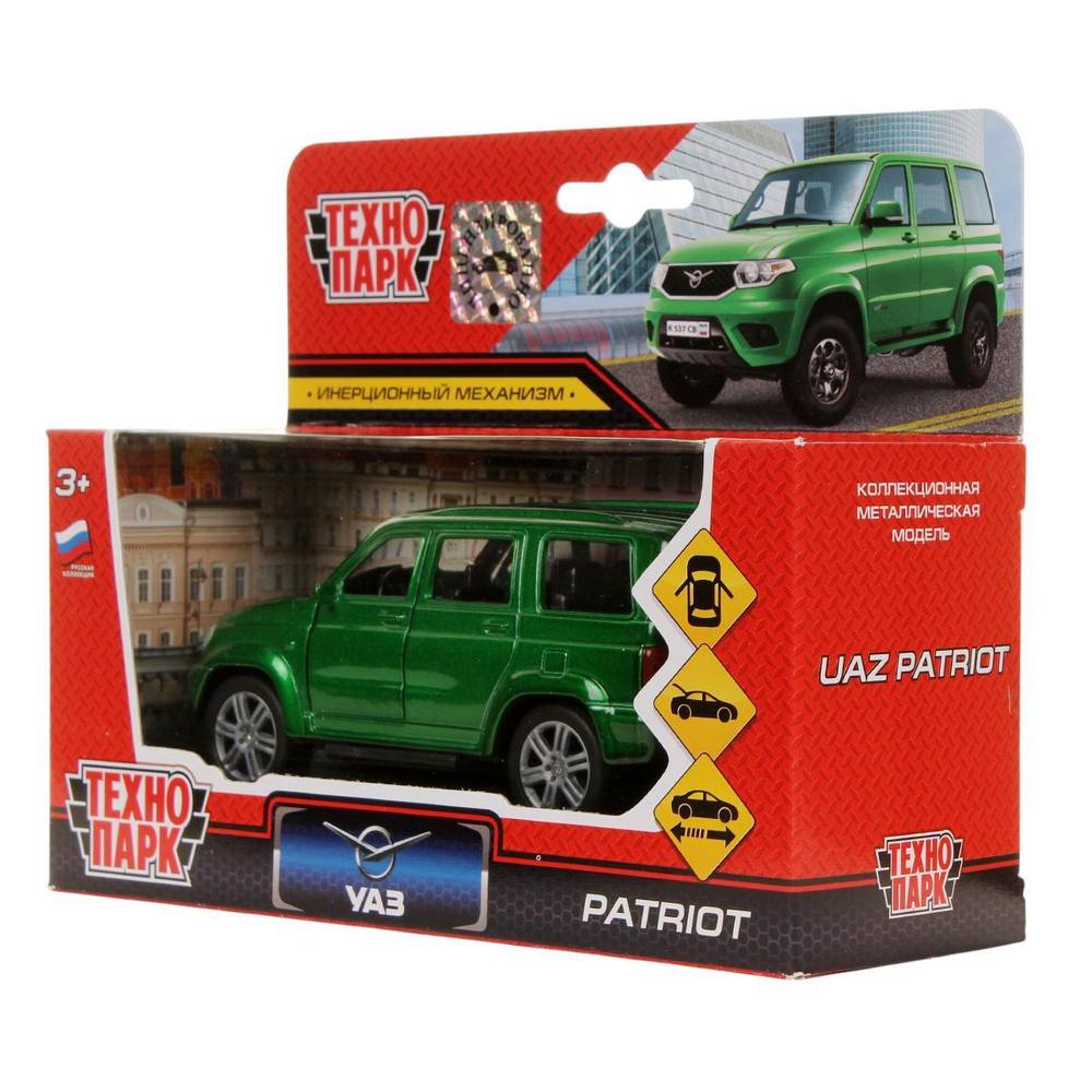 Модель ин. мет. "УАЗ Patriot" 12см, дв., багаж. зеленый, коробка SB-17-81-UP4-WB (Технопарк)