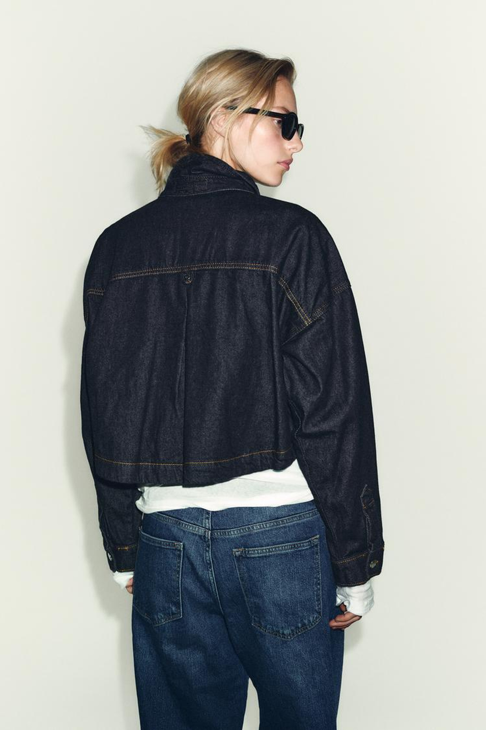 ZARA КОРОТКАЯ ДЖИНСОВАЯ РУБАШКА Z1975, СИНИЙ