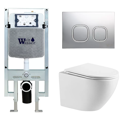 Унитаз с инсталляцией WeltWasser AMBERG 497 ST + MERZBACH 043 GL-WT + AMBERG RD-MT CR