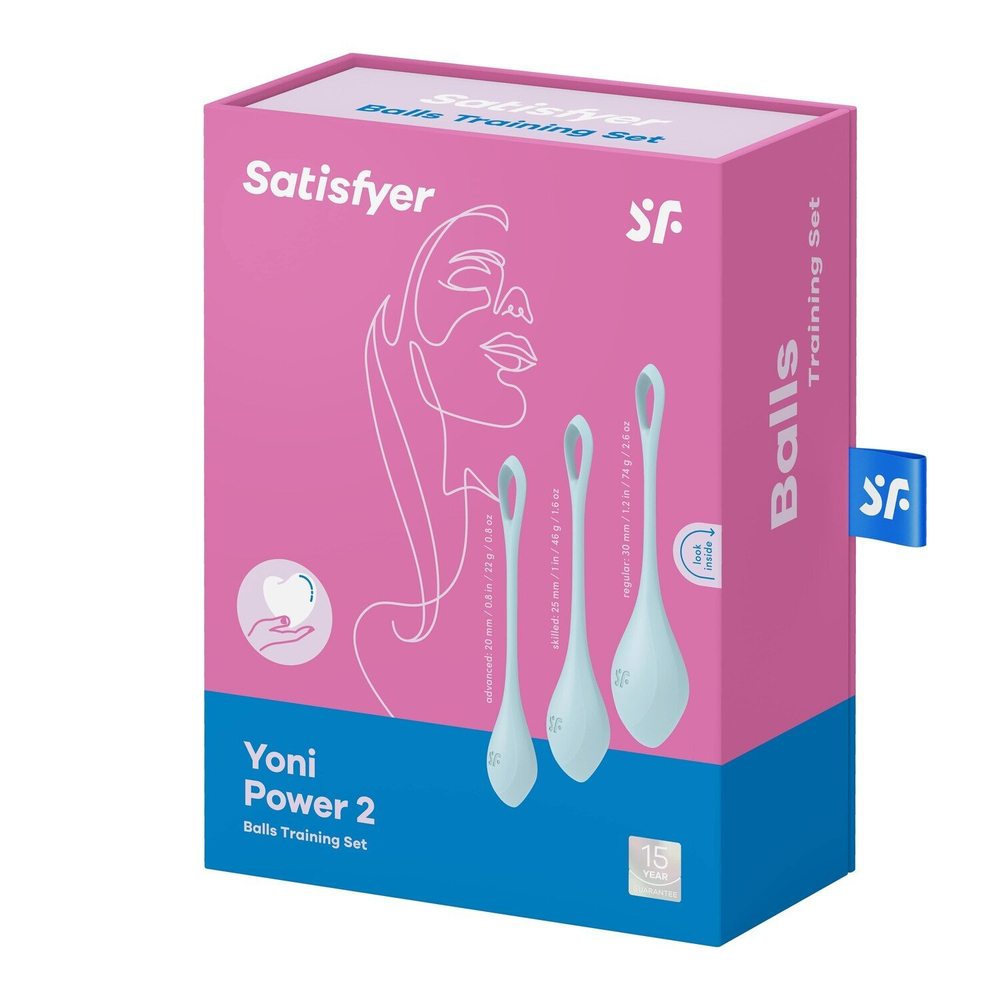 Набор одинарных вагинальных шариков Satisfyer Yoni Power 2, голубой