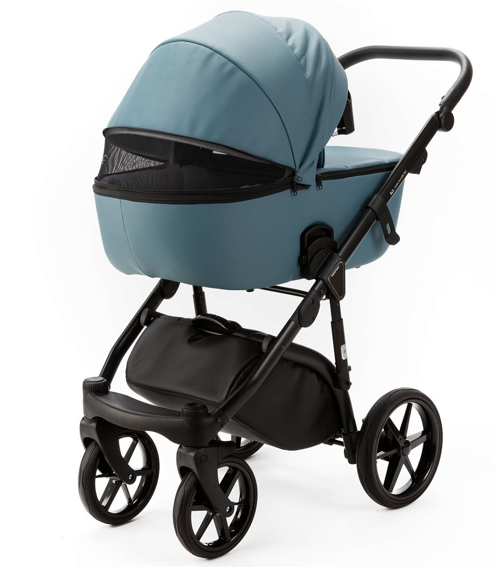Детская коляска Adamex Nola Deluxe 2 в 1 N-SA63 (СЕРЫЙ С ГОЛУБЫМ КОЖА)
