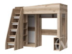 Кровать-чердак КР-02 Детская Киви (дуб делано/супермат белый)