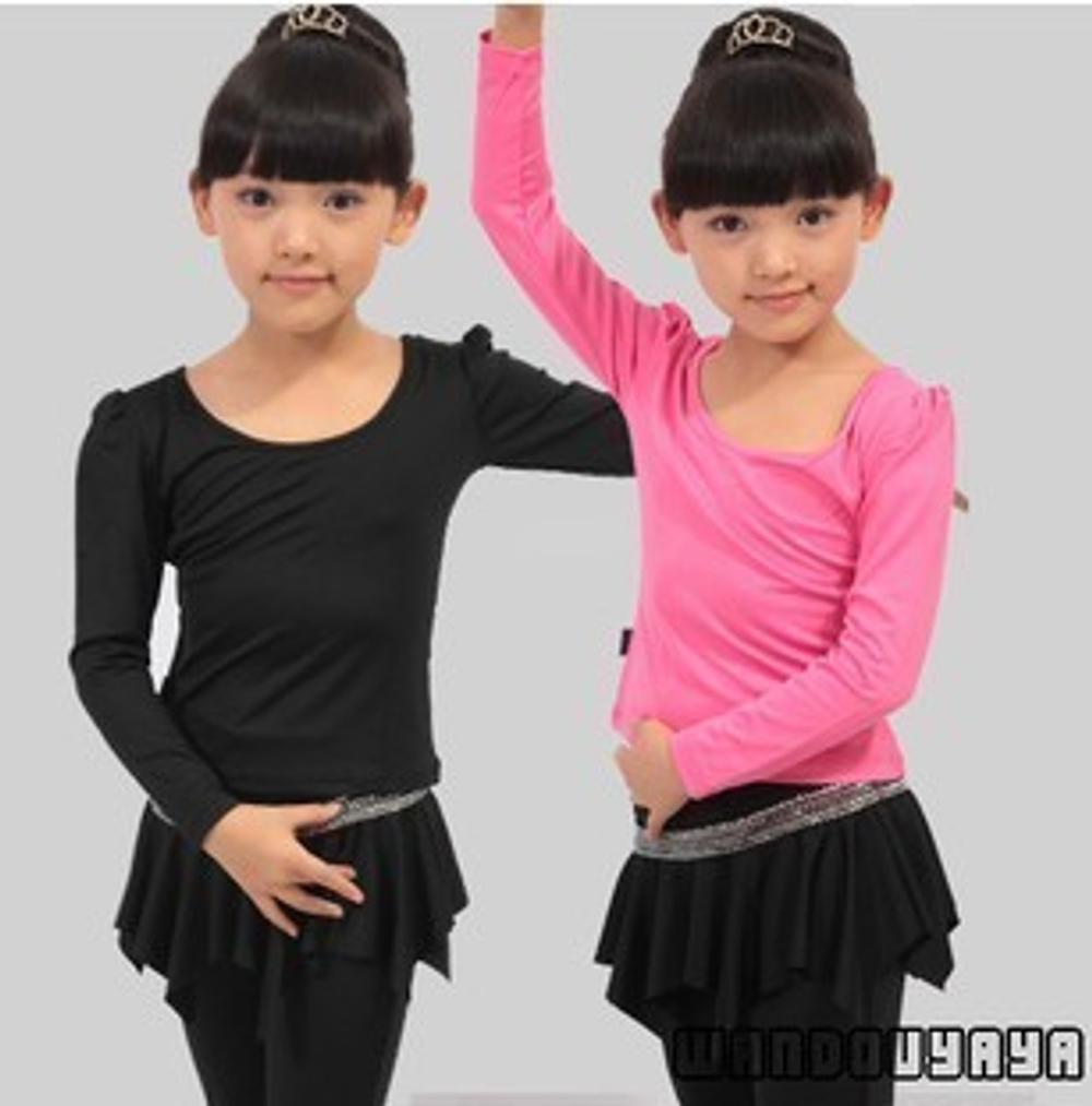 Костюм детский танцевальный из брюк с баской и лонгслива