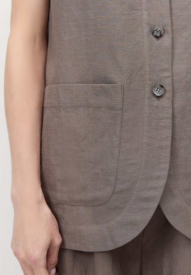 Жилет удлиненный из смесового льна