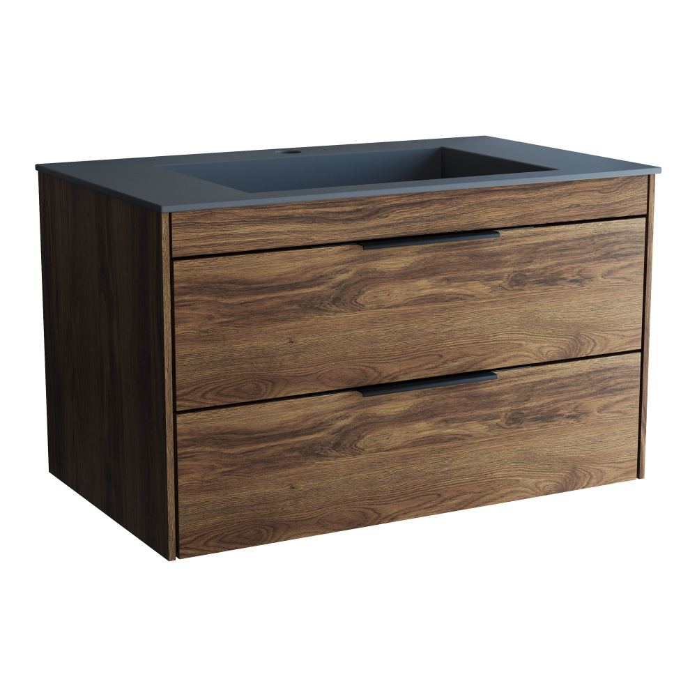 База под раковину Chiara 2D 800 подвесная, 2 выкатных ящика soft-close, С.Oak