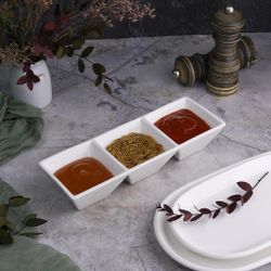 Менажница 23,5*8 см h4,6 см 3 отделения белая фарфор NEW P.L. Proff Cuisine [3]