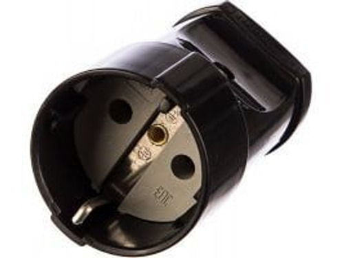 Штепсельное гнездо с/з черн 16А 250В (3/20/200) 0036788