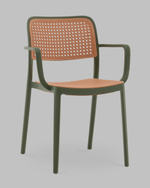 Стул Yona пластиковый с подлокотниками зелёный