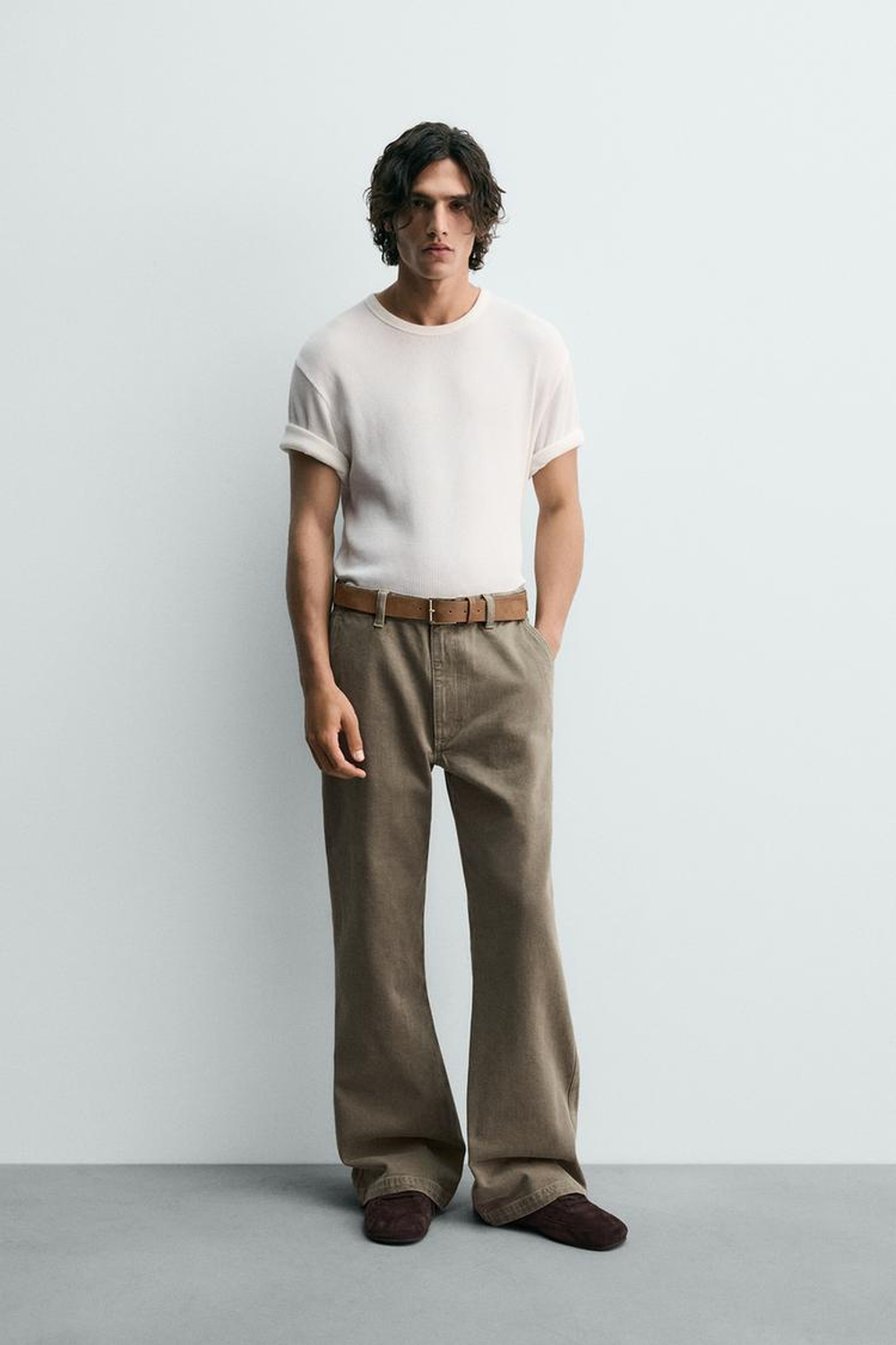 ZARA ДЖИНСЫ CHINO WIDE FLARE FIT, ОХРА