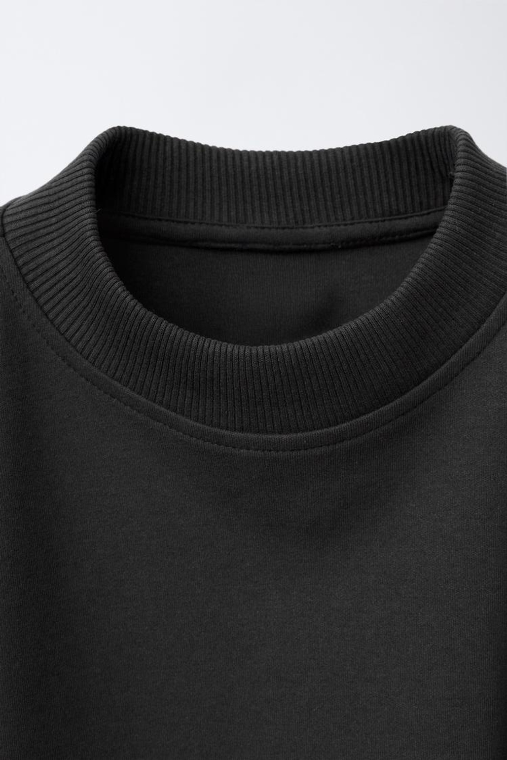 ZARA КОМПЛЕКТ ИЗ ТОЛСТОВКИ И БРЮК WIDE LEG ИЗ ТКАНИ ИНТЕРЛОК, ЧЕРНЫЙ