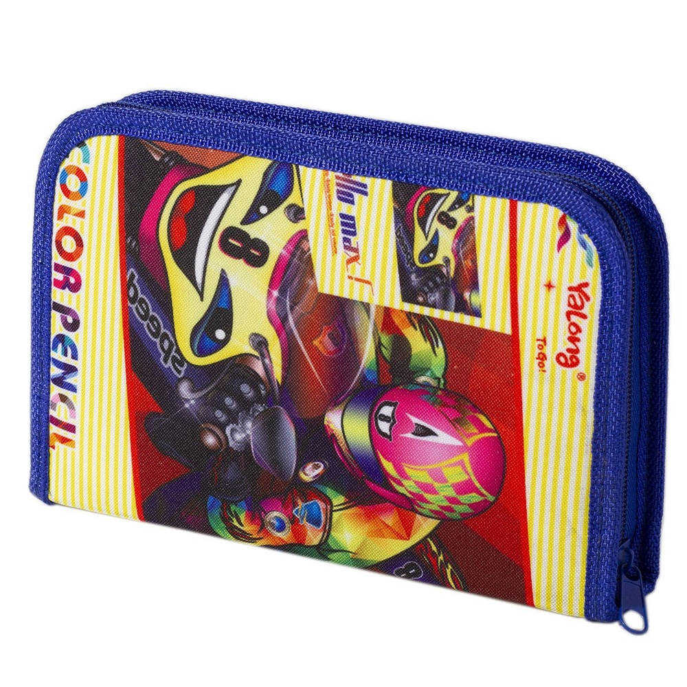 Пенал с наполнением Yalong, 32 предмета, 1 отделение 2 откидные планки, лам. картон, молния, 90 х 200 мм, микс (принцессы, робот, машинка)