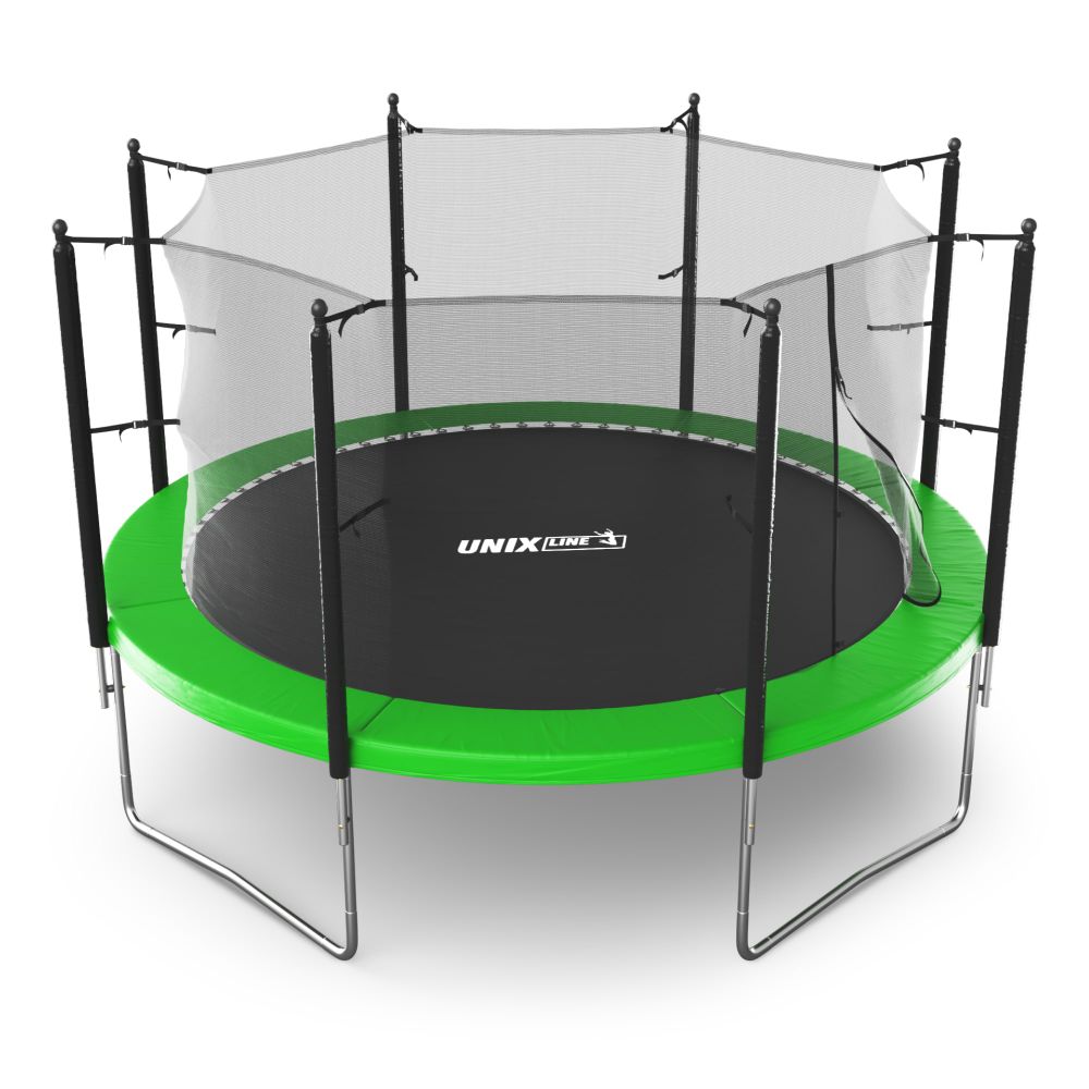 Батут UNIX Line Simple 12 ft (366 см) с внутренней защитной сеткой, зеленый