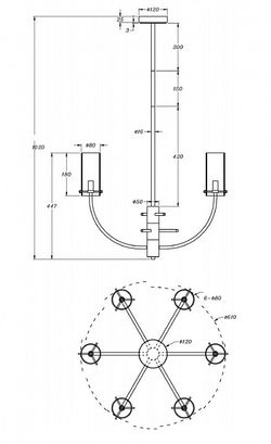 Люстра на штанге Maytoni Arco MOD223PL-06BS