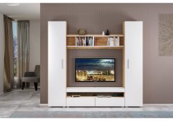 Шкаф-пенал Альба дуб золотой (craft) / белый премиум