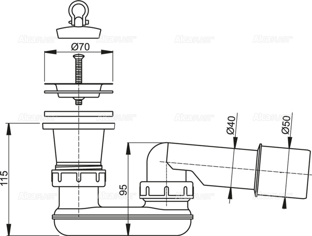 Сифон для душевого поддонa Alcaplast A461-50