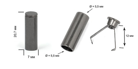 Наконечник для шнура, металл, d 5,5мм, р. 20,7х7 мм, матовый чёрный никель