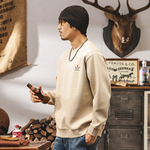 Мужская толстовка американского ретро-стиля, 360 г, весна-осень, новая модная брендовая свободная модель, модная футболка с принтом, мужской стиль