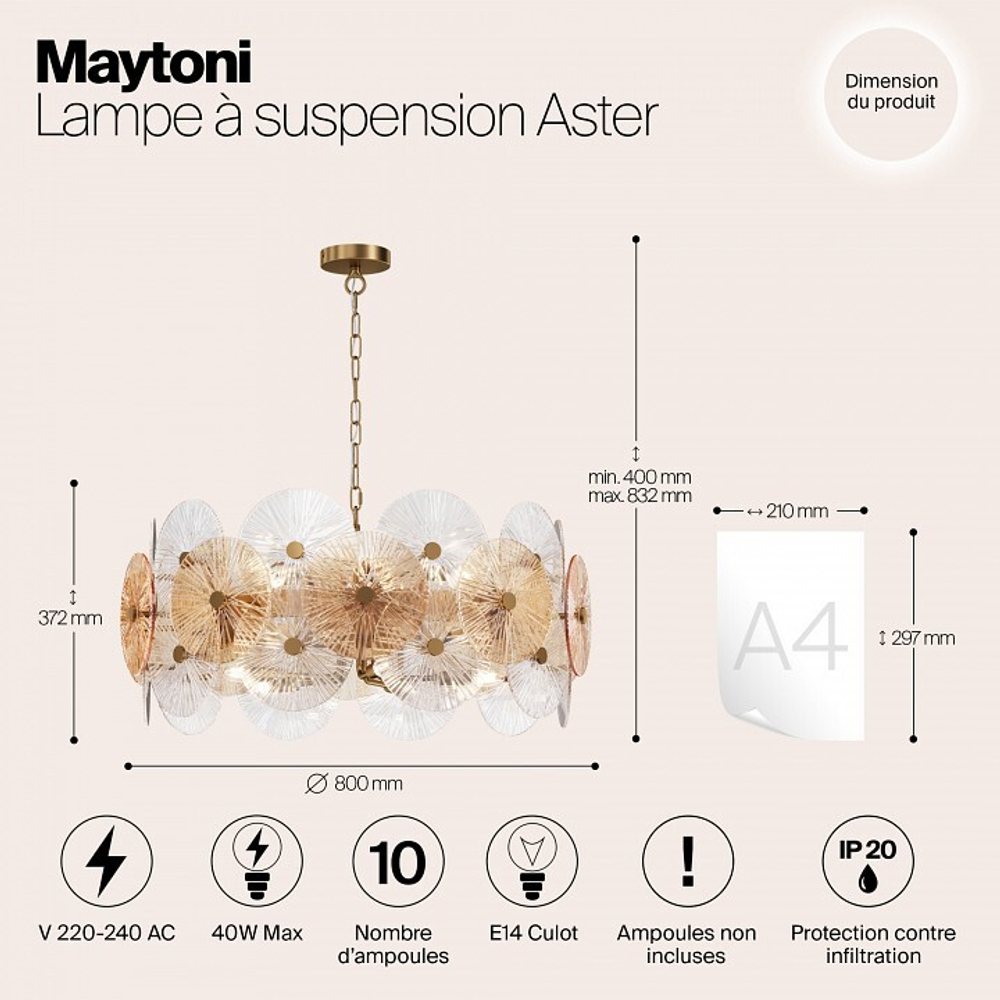 Подвесной светильник Maytoni Aster MOD007PL-10G