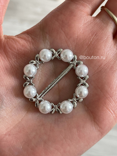 Пряжка жемчуг серебро 22,5 мм