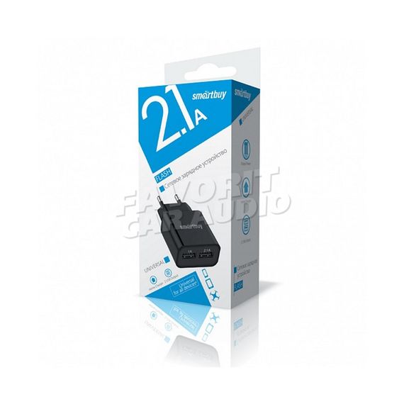 СЗУ 2 USB SmartBuy Flash 2100mA пластик чёрный