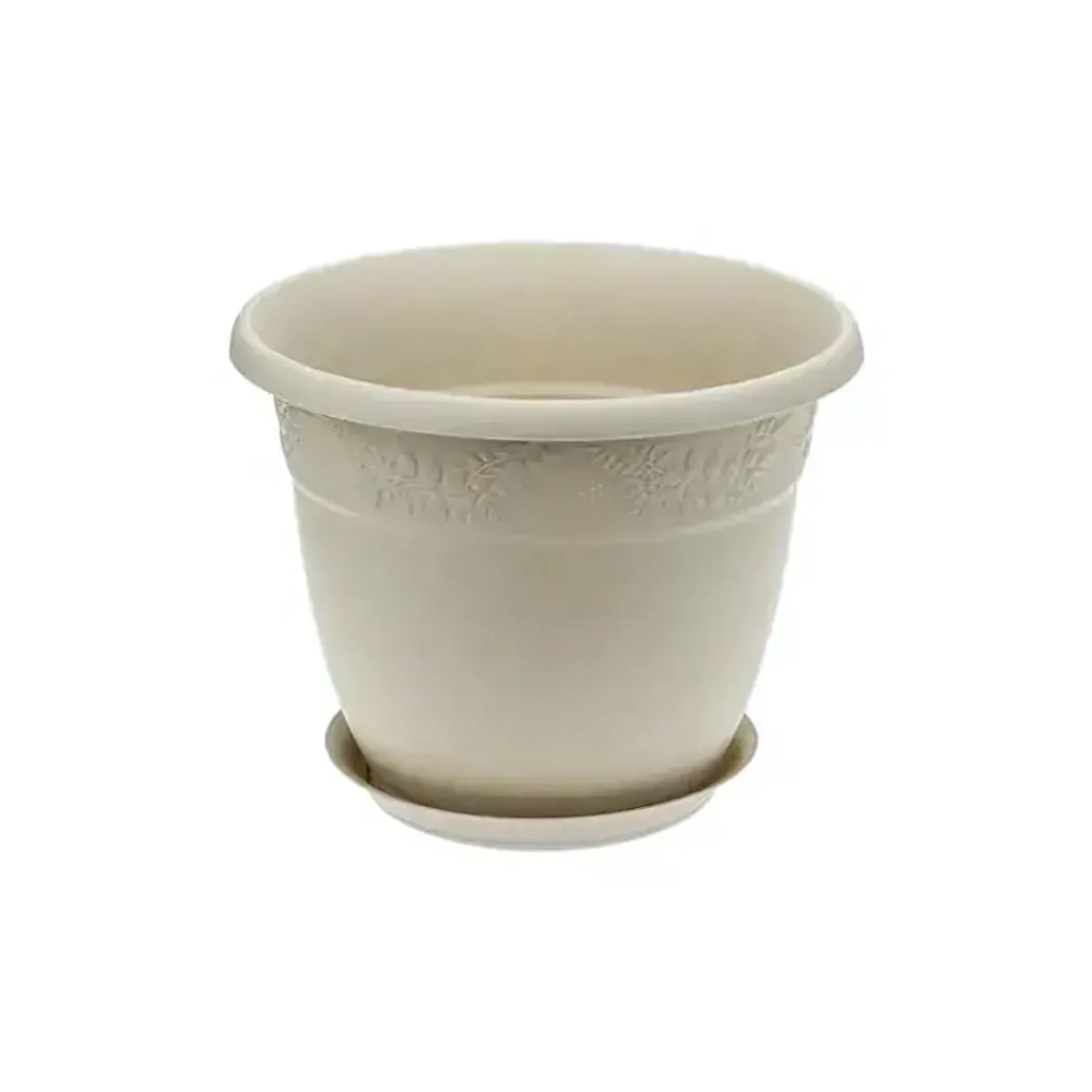 Кашпо РЯБИНА D350мм, 14,7л с поддоном латте