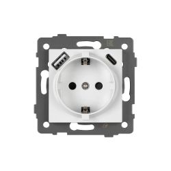 Механизм розетки с быстрой USB зарядкой SCT-MUAC-PL-WH-V (250V, 16A) (Arlight, -) 049822