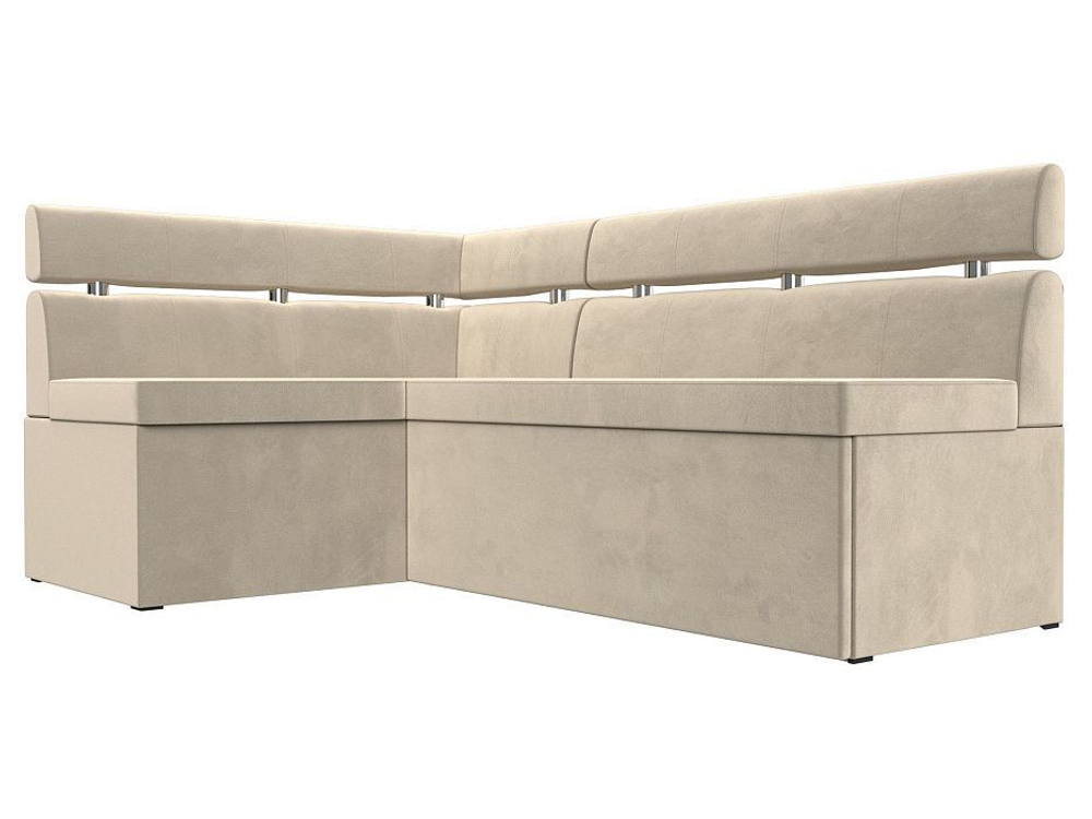 Диван кухонный угловой Классик левый угол, Бежевый, Микровельвет, 117983L