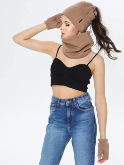 Шапка бини с начесом для хвоста, дред и кос