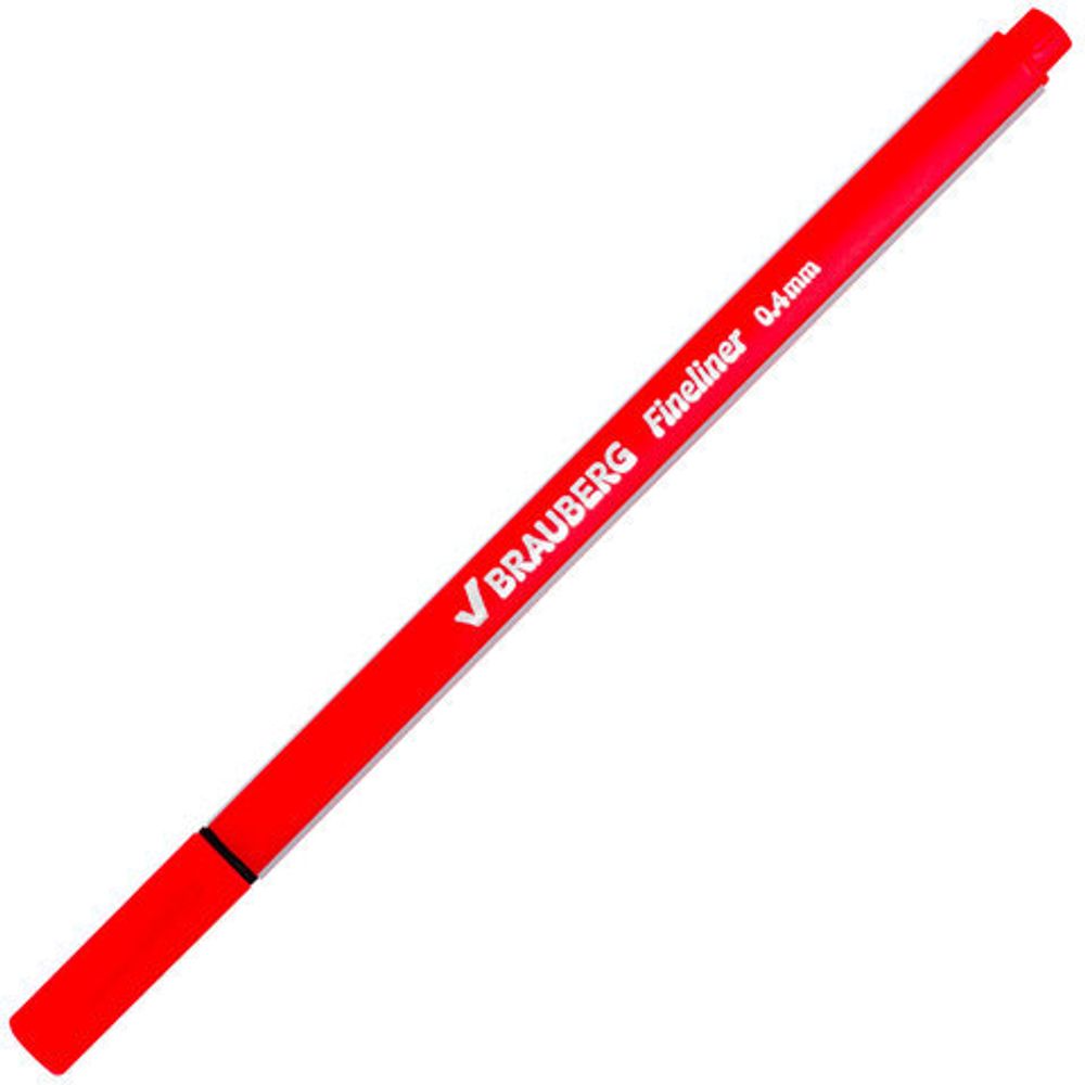 Ручка капиллярная (линер) BRAUBERG "Aero", КРАСНАЯ, трехгранная, металлический наконечник, линия письма 0,4 мм, 142254