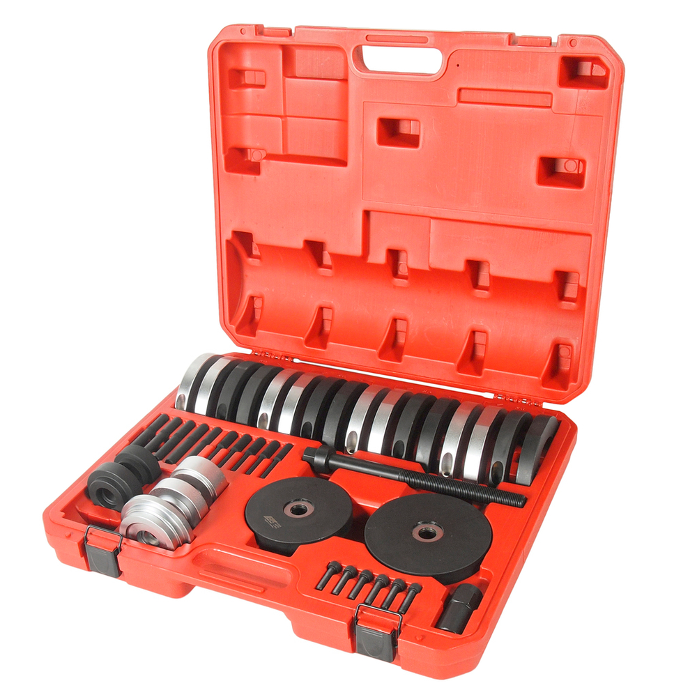 JTC-4305 - Набор инструментов для замены ступичных подшипников (VW AUDI) в кейсе JTC - 
Специально предназначен для монтажа / демонтажа ступичного подшипника передней подвески.
Применение инструмента Фольксваген (Volkswagen) Lupo, Polo, T5 Touareg, Шкода (Skoda), Сеат (Seat): 
- &oslash;62 мм.: Фольксваген (Volkswagen) Lupo, Ауди (Audi) A2 1.21
- &oslash;66 мм.: Фольксваген (Volkswagen) Polo, Шкода (Skoda) Fabia
- &oslash;72 мм.: Фольксваген (Volkswagen) Polo, Шкода (Skoda) Fabia
- &oslash;85 мм.: Фольксваген (Volkswagen) T5 / VW Touareg / Multivan.
Особенность использования: замена ступичного подшипника происходит прямо на автомобиле, не снимая рычагов, исключает повреждение подшипника при его монтаже.
Приспособление подходит для использования на автомобилях с подшипником 62, 66, 72, 85 мм.
Упаковка: прочный переносной кейс.
Габаритные размеры: 560/490/130 мм. (Д/Ш/В)
Вес: 210 гр.


ПОДРОБНАЯ ВИДЕОИНСТРУКЦИЯ