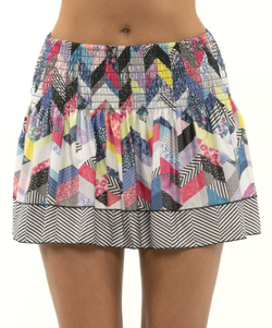 Теннисная юбка Lucky in Love Novelty Long Mix N' Patch Smocked Skirt - разноцветный