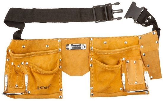 Пояс для инструментов кожаный STAYER MASTER 10 карманов