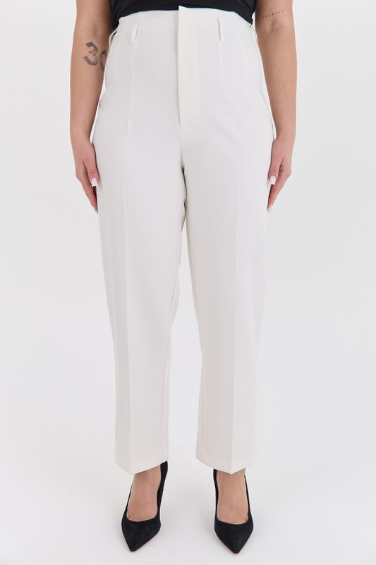 Брюки с высокой посадкой, молочный