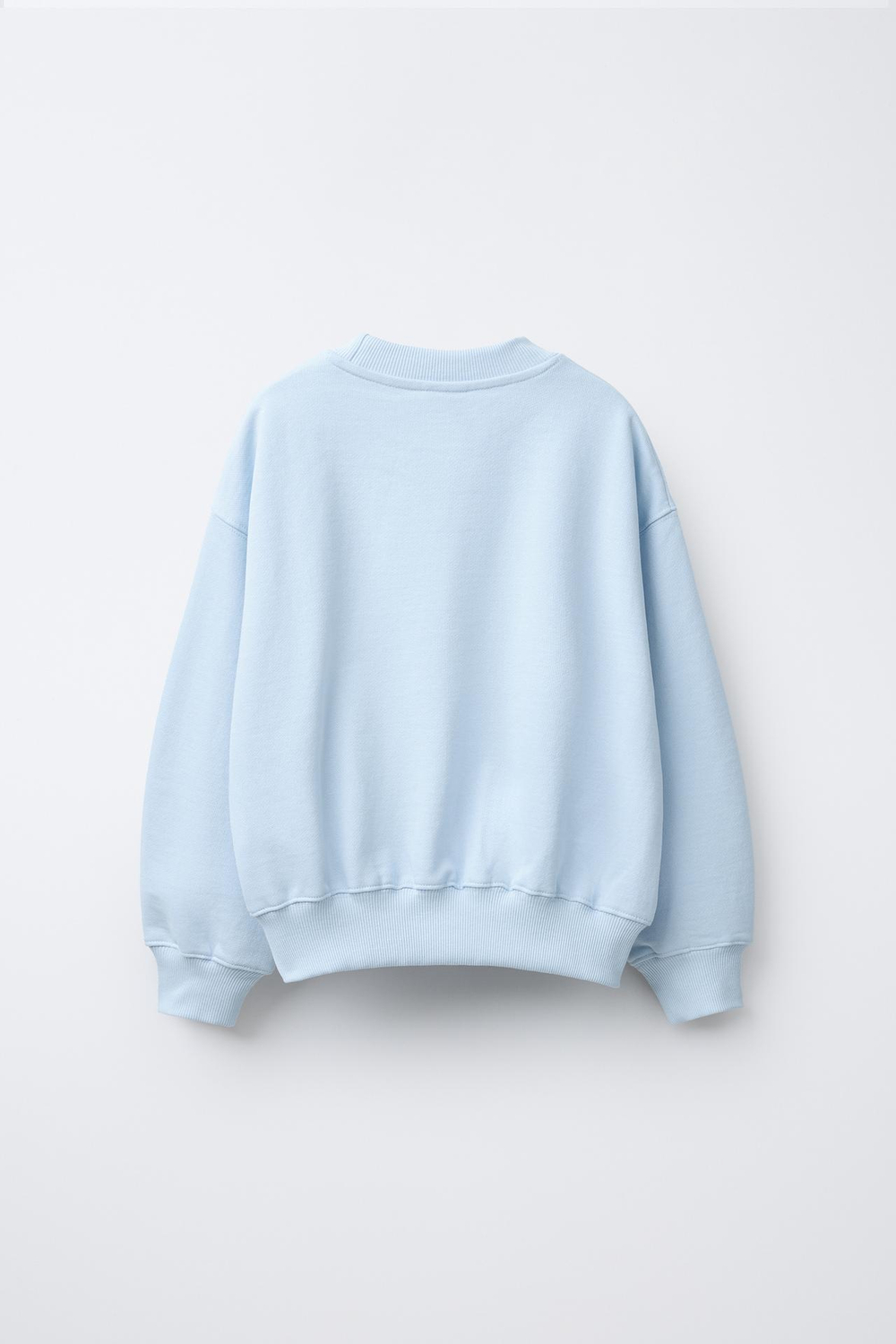 ZARA ТОЛСТОВКА С НАДПИСЬЮ, ГОЛУБОЙ