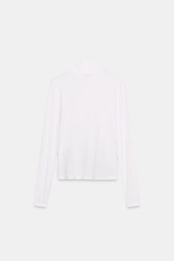 ZARA КОМБИНИРОВАННАЯ ФУТБОЛКА С КРУЖЕВОМ, ЖЕЛТОВАТО-БЕЛЫЙ