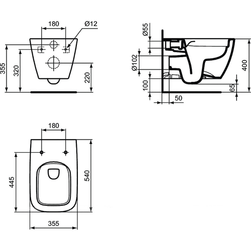 Унитаз подвесной Ideal Standard I.Life B безободковый, без сиденья (T461401)