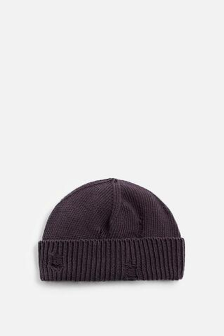 ZARA ТРИКОТАЖНАЯ ШАПКА С РАЗРЕЗАМИ, СИНИЙ