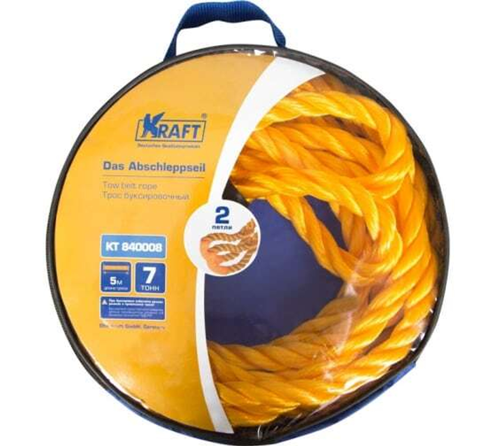 Трос буксировочный канатный Kraft (7т-5м)