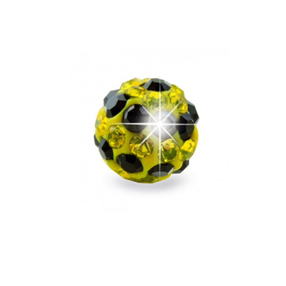 Серьги из медицинской стали Yellow Crystal / Black Stripes Ball Biojoux BJT8165