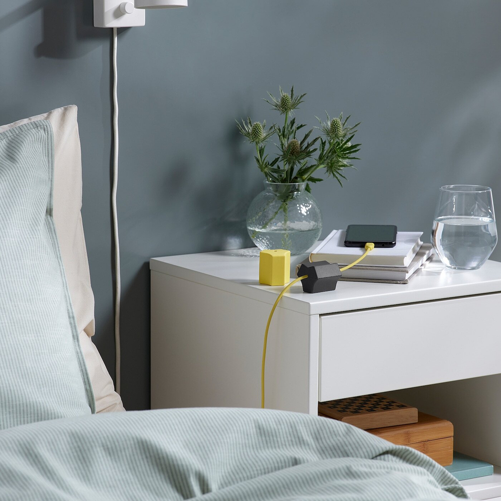 IKEA HAVSKÅL  (ИКЕА ХАВСКÅЛ)  -  2 шт, USB-кабель с грузом, черный/желтый